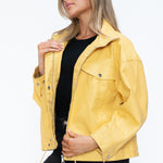 How Dare U Drawstring Hem PU Leather Zip Up Jacket - All Mine Now Clothing