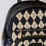 David Jones Argyle Pattern PU Leather Backpack - All Mine Now Clothing