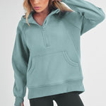 Aemi+Co Half Zip Raglan Sleeve Sweatshirt