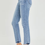 RISEN Full Size High Rise Frayed Hem Skinny Jeans Trendsi