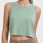 Millennia Drawstring Cutout Round Neck Active Tank - All Mine Now Clothing