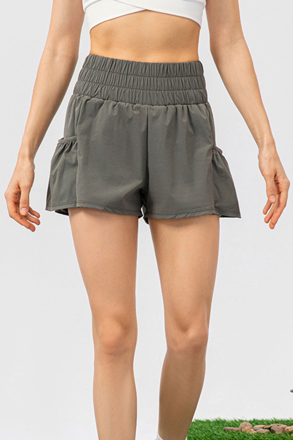 Elastic Waist Pocketed Active Shorts - All Mine Now Clothing