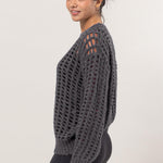 HYFVE Openwork Round Neck Long Sleeve Knit Cover Up - All Mine Now Clothing