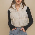 Love Tree Zip Up Turtleneck Cropped Vest Coat - All Mine Now Clothing