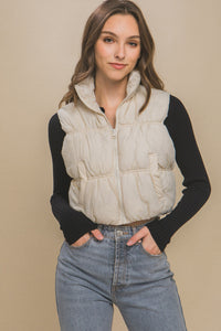 Love Tree Zip Up Turtleneck Cropped Vest Coat - All Mine Now Clothing