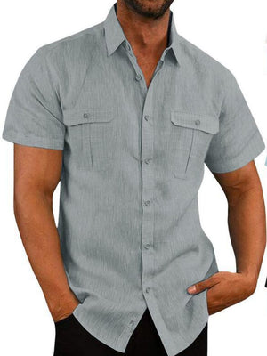 Men's Plus Size Collared Short Sleeve Shirt