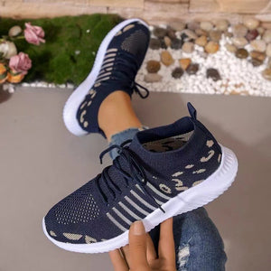 Breathable Leopard Mesh Lace Up Sneakers - All Mine Now Clothing