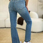 Judy Blue Full Size Mid Rise Destroyed Hem Distressed Jeans Trendsi