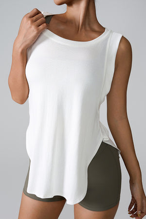 Slit Round Neck Active Tank - All Mine Now Clothing