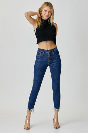 RISEN Full Size Embellished Mid Rise Crop Skinny Jeans - All Mine Now Clothing