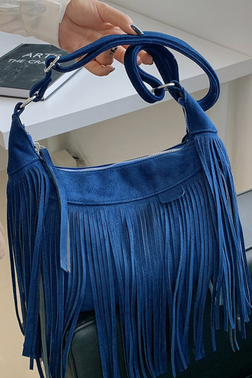 Suede Fringe Adjustable Strap Shoulder Bag - All Mine Now Clothing