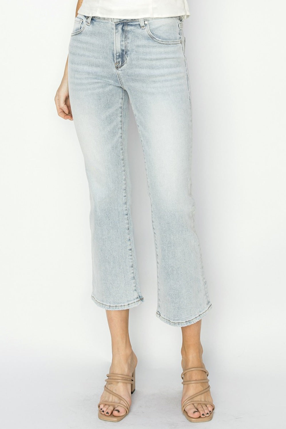 RISEN Full Size Mid Rise Cropped Flare Jeans - All Mine Now Clothing