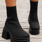 Round Toe Block Heel Boots - All Mine Now Clothing