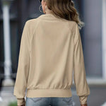 Zip Up Collared Neck Raglan Sleeve Jacket - All Mine Now Clothing