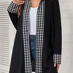 Houndstooth Button Up Long Sleeve Cardigan - All Mine Now Clothing