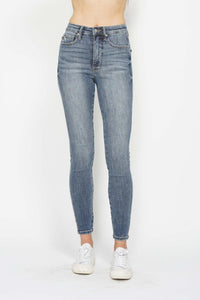 Judy Blue Full Size Tummy Control Contrast Wash Skinny Jeans Trendsi