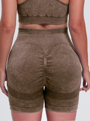 Washed High Waist Active Shorts - All Mine Now Clothing