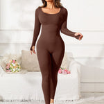 Scoop Neck Long Sleeve Active Jumpsuit - All Mine Now Clothing