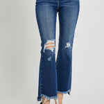 RISEN High Rise Distressed Crop Flare Jeans - All Mine Now Clothing