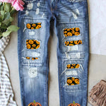 Pumpkin Distressed Straight Jeans Trendsi