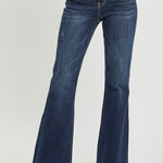 RISEN High Waist Raw Hem Flare Jeans - All Mine Now Clothing