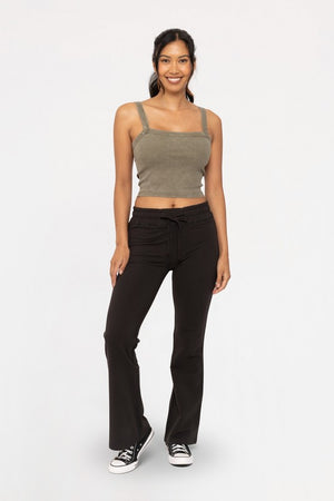 Mono B Drawstring Flared Pants - All Mine Now Clothing