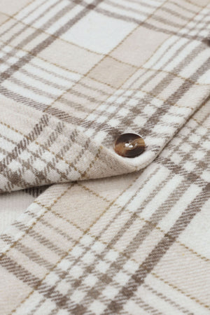 Plaid Removable Hood Button Up Shacket - All Mine Now Clothing