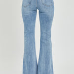 Risen Full Size High Rise Frayed Hem Flare Jeans - All Mine Now Clothing