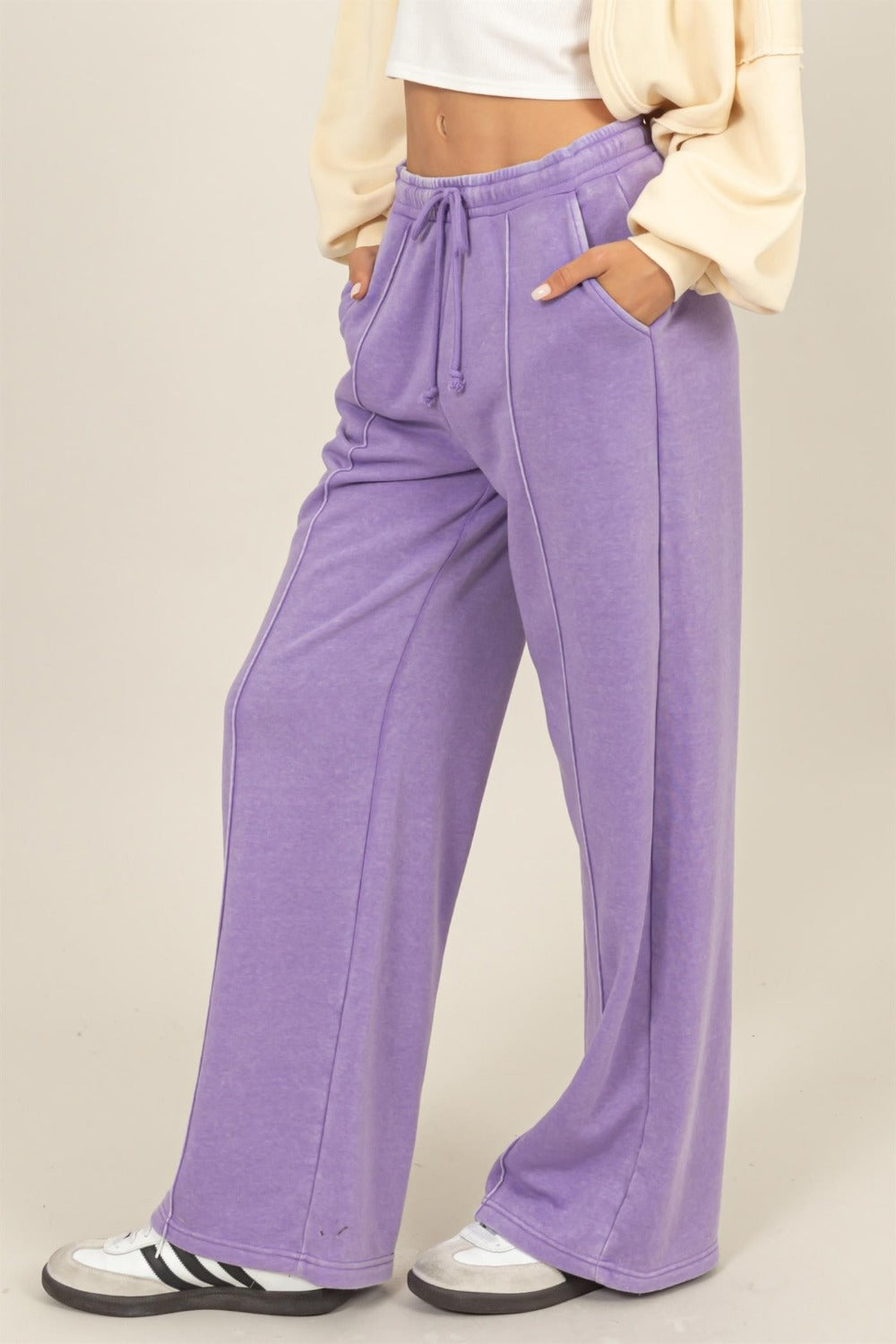 HYFVE Drawstring High Rise Wide Leg Pants Trendsi