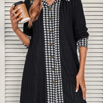 Houndstooth Button Up Long Sleeve Cardigan - All Mine Now Clothing