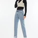 Kancan Raw Hem High Rise Straight Jeans - All Mine Now Clothing