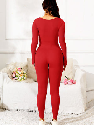 Scoop Neck Long Sleeve Active Jumpsuit - All Mine Now Clothing