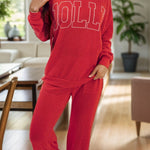 JOLLY Round Neck Long Sleeve Top and Pants Lounge Set - All Mine Now Clothing