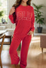 JOLLY Round Neck Long Sleeve Top and Pants Lounge Set - All Mine Now Clothing