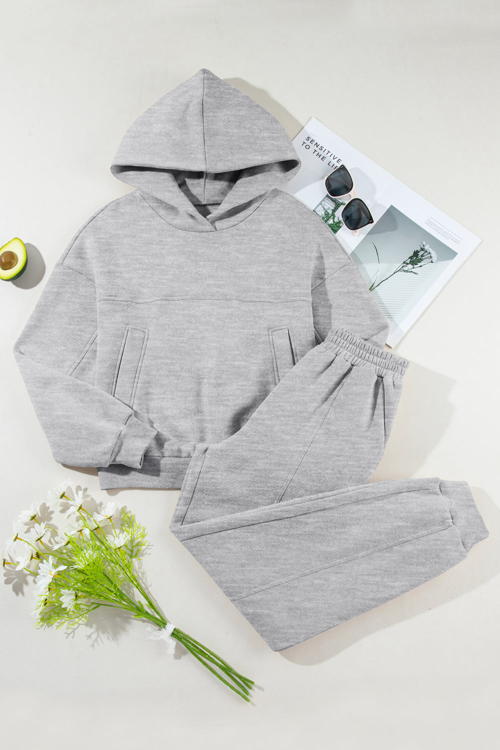 Dropped Shoulder Long Sleeve Hoodie and Pants Active Set - All Mine Now Clothing