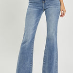 RISEN Full Size High Waist Raw Hem Flare Jeans - All Mine Now Clothing