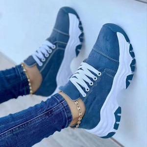 Lace-Up Round Neck Platform Sneakers - All Mine Now Clothing