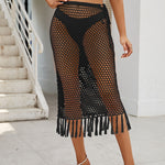 Fringe Openwork High Waist Swim Skirt - All Mine Now Clothing