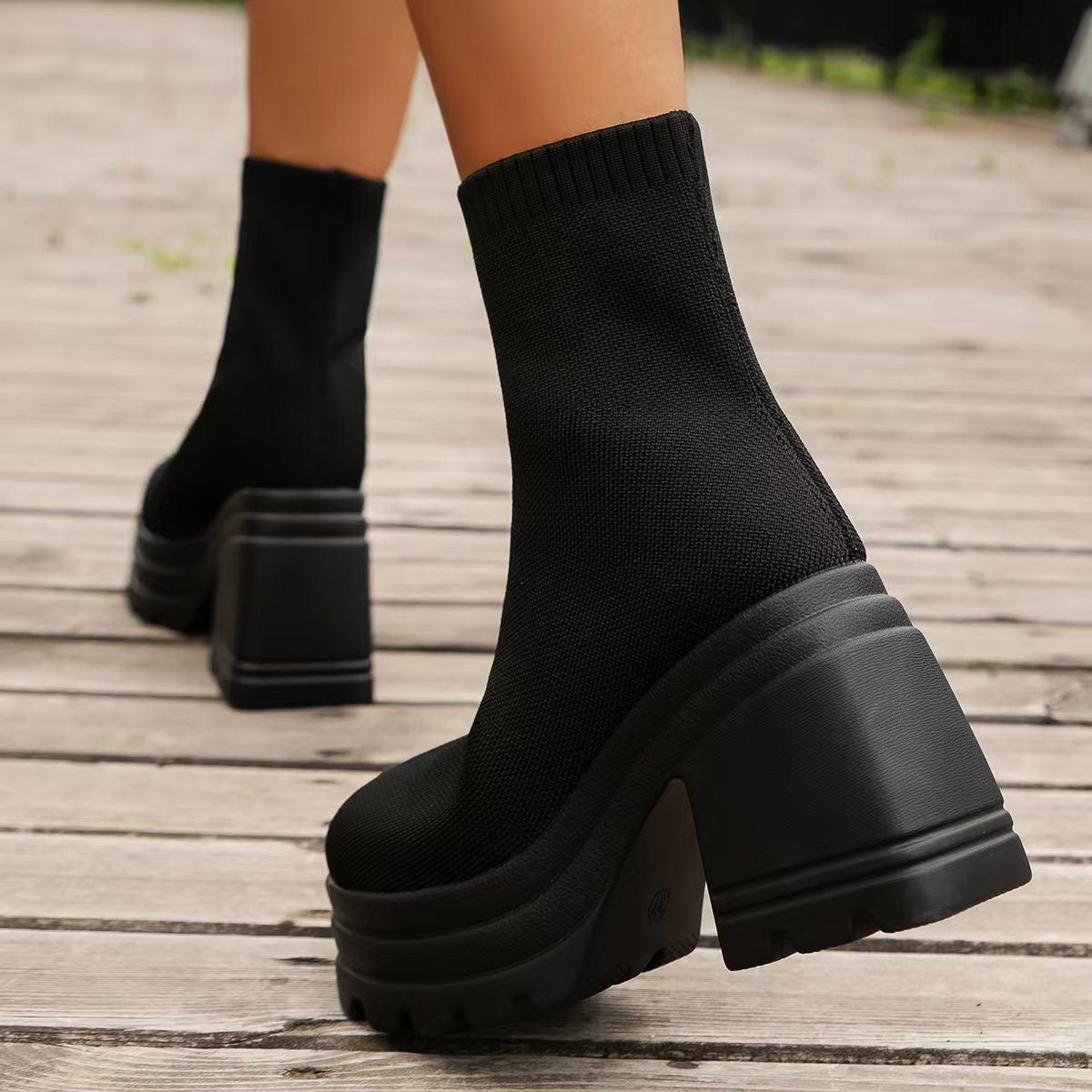 Round Toe Block Heel Boots - All Mine Now Clothing