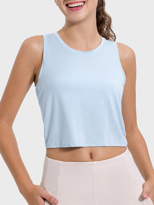 Millennia Drawstring Cutout Round Neck Active Tank - All Mine Now Clothing