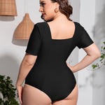 Plus Size Scoop Neck Short Sleeve One-Piece Swimsuit - All Mine Now Clothing