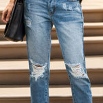 Distressed Raw Hem Jeans with Pockets - All Mine Now Clothing