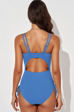 Tied Cutout Plunge One-Piece Swimsuit - All Mine Now Clothing