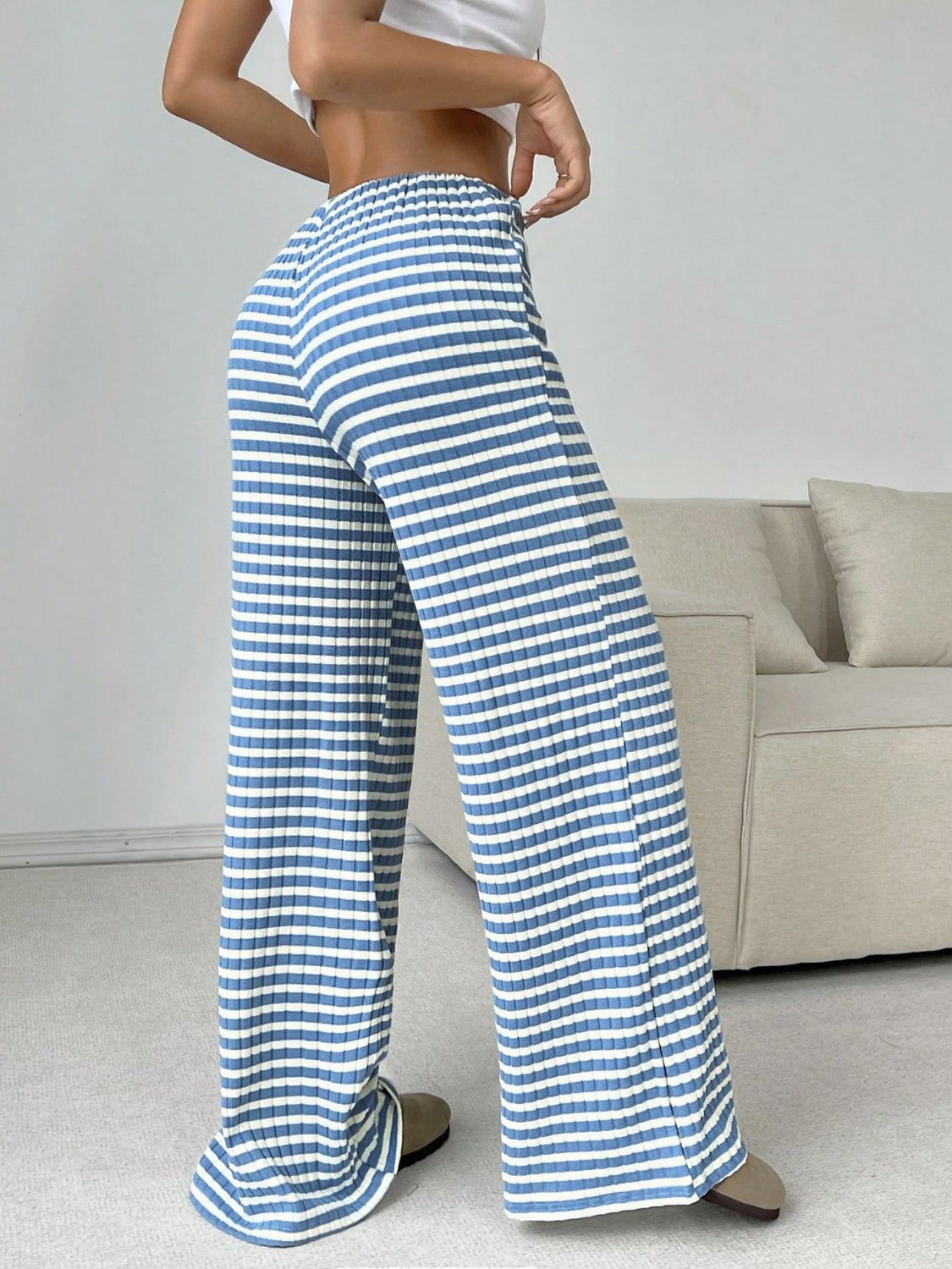 Tied Striped Wide Leg Pants - All Mine Now Clothing