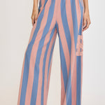 Umgee Peace Sign Patch Striped Wide Leg Pants - All Mine Now Clothing