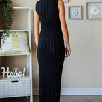 First Love Ribbed Knit Sleeveless Fitted Midi Dress Trendsi