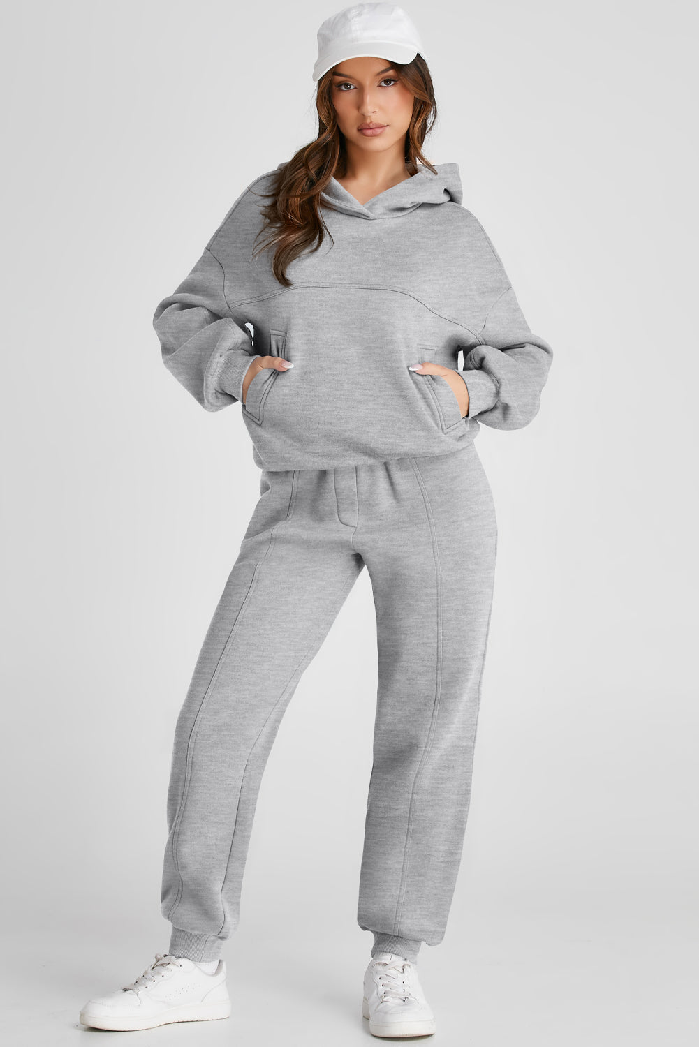 Dropped Shoulder Long Sleeve Hoodie and Pants Active Set - All Mine Now Clothing