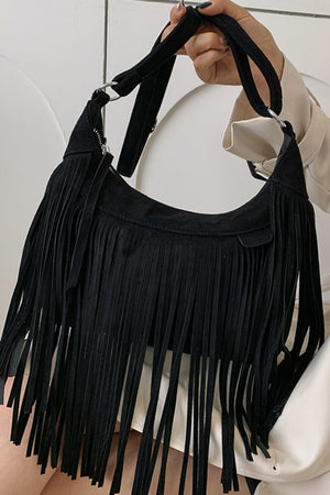 Suede Fringe Adjustable Strap Shoulder Bag - All Mine Now Clothing