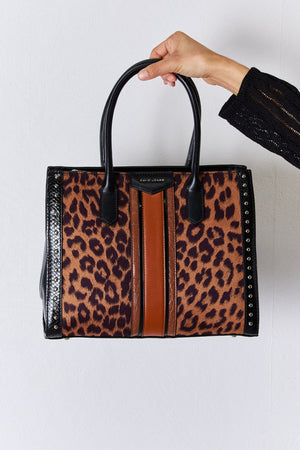 David Jones Leopard Contrast Rivet Handbag - All Mine Now Clothing