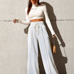 Honey Drawstring Elastic Waist Wide Leg Pants - All Mine Now Clothing